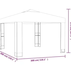 Discount Pavillon med dobbelt tag og LED-lyskæder - Havepavillon | Farve: Antracitgrå | Størrelse: 3x3 m Telte & Lysthuse