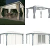 Telte & Lysthuse^Pavillon med gardin + LED-lyskæder 400x300 cm aluminium creme - Pavillon - Pavilloner - Home & Living