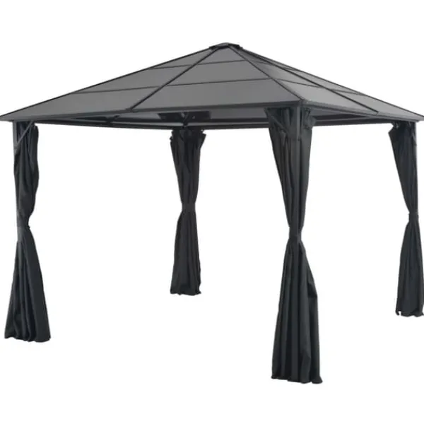 Telte & Lysthuse^Pavillon med gardin aluminium 3 x 3 m sort - Pavillon - Pavilloner - Home & Living