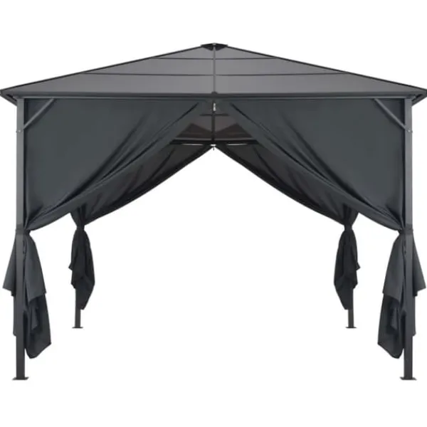 Telte & Lysthuse^Pavillon med gardin aluminium 3 x 3 m sort - Pavillon - Pavilloner - Home & Living