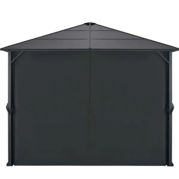 Telte & Lysthuse^Pavillon med gardin aluminium 3 x 3 m sort - Pavillon - Pavilloner - Home & Living