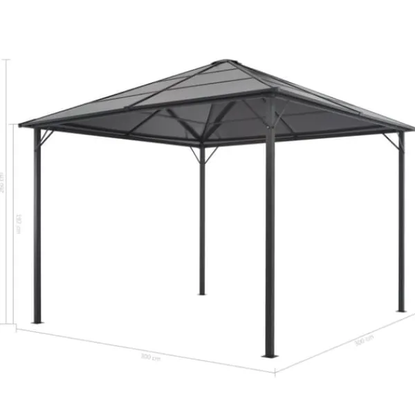 Telte & Lysthuse^Pavillon med gardin aluminium 3 x 3 m sort - Pavillon - Pavilloner - Home & Living