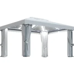 Sale Pavillon med gardin og LED-lyskæder 4x3 m | Farve: Creme Telte & Lysthuse