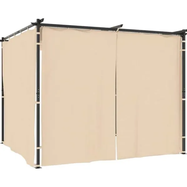 New Pavillon med gardiner 3x3 m - Stabil stål konstruktion | Farve: Cremefarvet Telte & Lysthuse