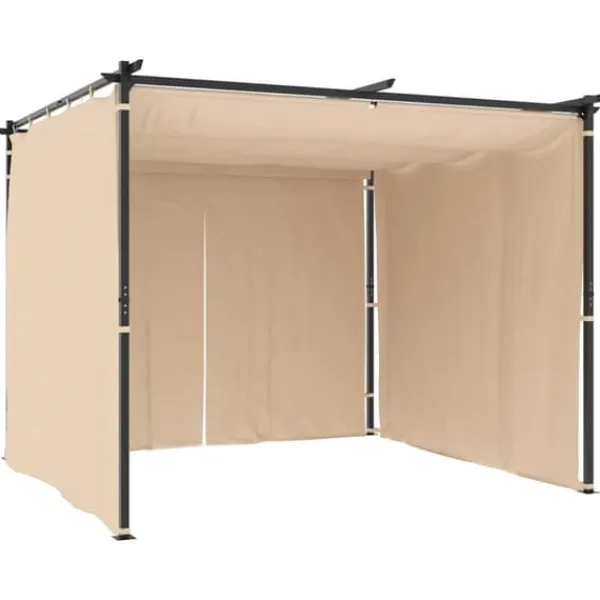 New Pavillon med gardiner 3x3 m - Stabil stål konstruktion | Farve: Cremefarvet Telte & Lysthuse