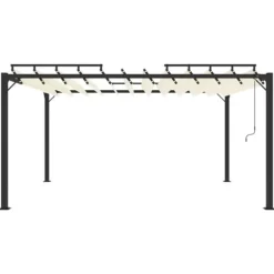 Best Pavillon med lameltag - Elegante udendørs møbler | Farve: Creme | Størrelse: 3x4 m Buer, Spalier, Lysthuse Uden Tag