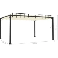 Best Pavillon med lameltag - Elegante udendørs møbler | Farve: Creme | Størrelse: 3x4 m Buer, Spalier, Lysthuse Uden Tag