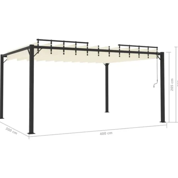 Best Pavillon med lameltag - Elegante udendørs møbler | Farve: Creme | Størrelse: 3x4 m Buer, Spalier, Lysthuse Uden Tag
