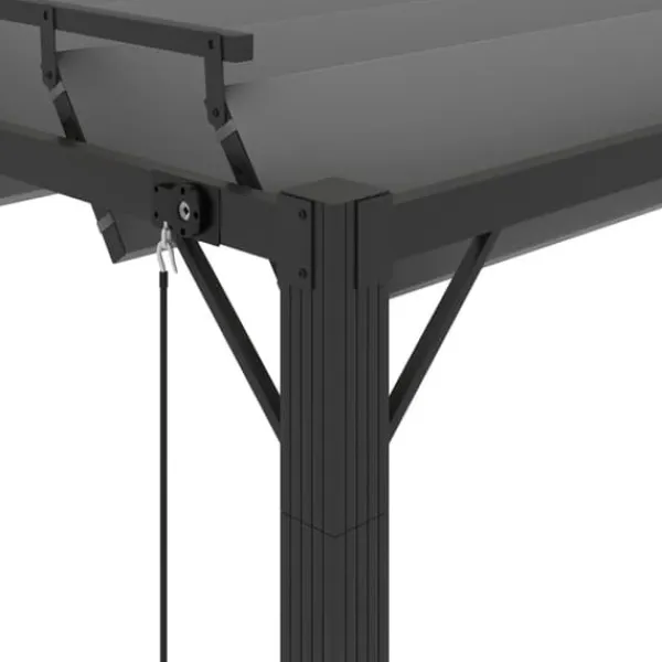 Sale Pavillon med lameltag 3x4 m aluminium og stof antracitgrå - Havepavillon - Havepavilloner - Home & Living Buer, Spalier, Lysthuse Uden Tag