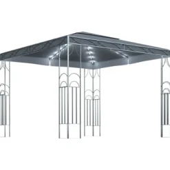 Pavillon med LED-lyskæder – Solbeskyttelse til udendørsbegivenheder | Størrelse: 300x300 cm | Farve: Antracitgrå Telte & Lysthuse