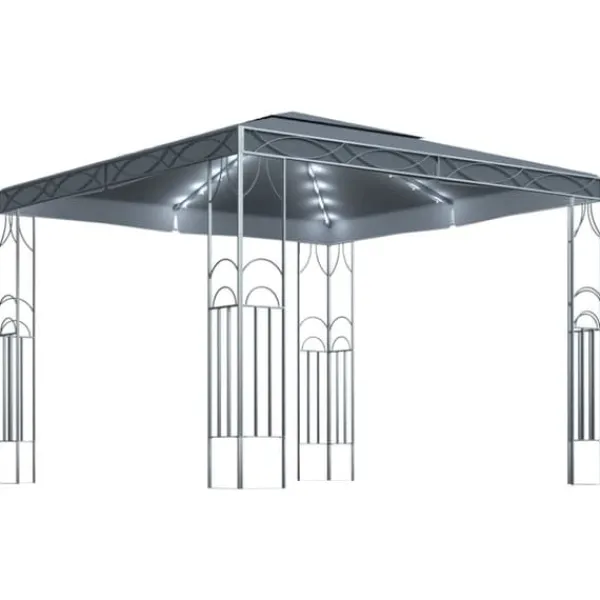 Pavillon med LED-lyskæder – Solbeskyttelse til udendørsbegivenheder | Størrelse: 300x300 cm | Farve: Antracitgrå Telte & Lysthuse