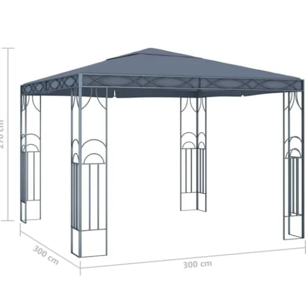 Pavillon med LED-lyskæder – Solbeskyttelse til udendørsbegivenheder | Størrelse: 300x300 cm | Farve: Antracitgrå Telte & Lysthuse