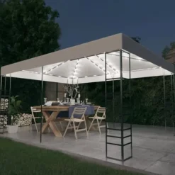 Hot Pavillon med LED-lyskæder - Ideel til udendørs arrangementer | Størrelse: 4x3x2,7 m | Farve: Hvid Telte & Lysthuse