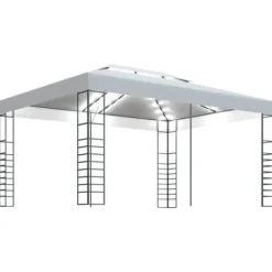 Hot Pavillon med LED-lyskæder - Ideel til udendørs arrangementer | Størrelse: 4x3x2,7 m | Farve: Hvid Telte & Lysthuse