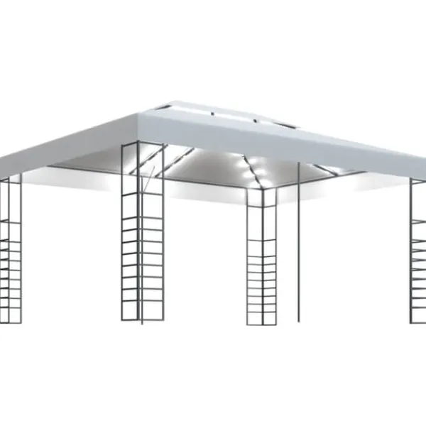Hot Pavillon med LED-lyskæder - Ideel til udendørs arrangementer | Størrelse: 4x3x2,7 m | Farve: Hvid Telte & Lysthuse