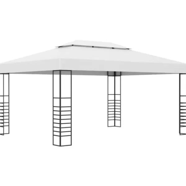 Hot Pavillon med LED-lyskæder - Ideel til udendørs arrangementer | Størrelse: 4x3x2,7 m | Farve: Hvid Telte & Lysthuse