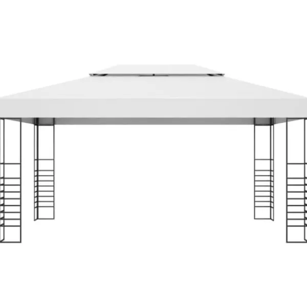 Hot Pavillon med LED-lyskæder - Ideel til udendørs arrangementer | Størrelse: 4x3x2,7 m | Farve: Hvid Telte & Lysthuse