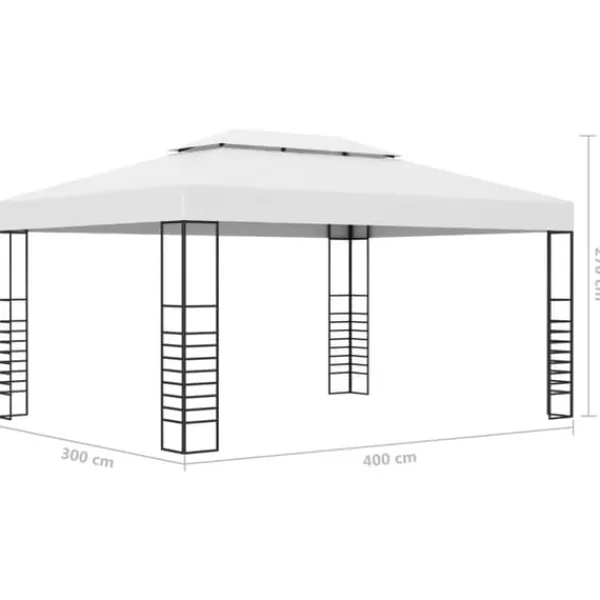 Hot Pavillon med LED-lyskæder - Ideel til udendørs arrangementer | Størrelse: 4x3x2,7 m | Farve: Hvid Telte & Lysthuse