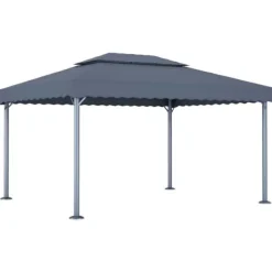 Telte & Lysthuse^Pavillon med LED-lyskæder - Elegante udendørs solskærm | Farve: Antracitgrå | Størrelse: 400x300 cm