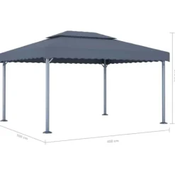 Telte & Lysthuse^Pavillon med LED-lyskæder - Elegante udendørs solskærm | Farve: Antracitgrå | Størrelse: 400x300 cm