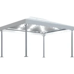 New Pavillon med LED-lyskæder 400x300 cm aluminium cremefarvet - Pavillon - Pavilloner - Home & Living Telte & Lysthuse