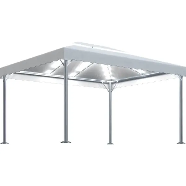 New Pavillon med LED-lyskæder 400x300 cm aluminium cremefarvet - Pavillon - Pavilloner - Home & Living Telte & Lysthuse