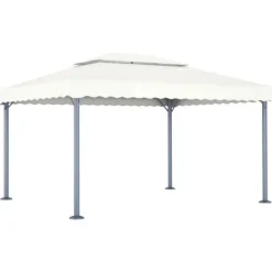New Pavillon med LED-lyskæder 400x300 cm aluminium cremefarvet - Pavillon - Pavilloner - Home & Living Telte & Lysthuse