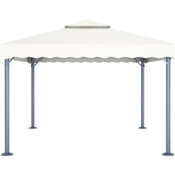 New Pavillon med LED-lyskæder 400x300 cm aluminium cremefarvet - Pavillon - Pavilloner - Home & Living Telte & Lysthuse