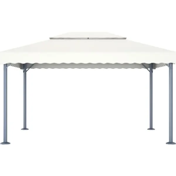 New Pavillon med LED-lyskæder 400x300 cm aluminium cremefarvet - Pavillon - Pavilloner - Home & Living Telte & Lysthuse