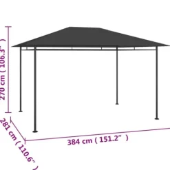 Hot Pavillon med massiv stålkonstruktion - Udendørstelt til fester og sport | Farve: Antracitgrå | Størrelse: 384x281x270 cm Telte & Lysthuse