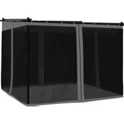 Sale Pavillon med mesh-vægge - 3x3 m stål | Farve: Antracitgrå Buer, Spalier, Lysthuse Uden Tag