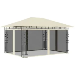 Telte & Lysthuse^Pavillon med myggenet - Havenytelse | Farve: Creme | Størrelse: 4x3x2,73 m