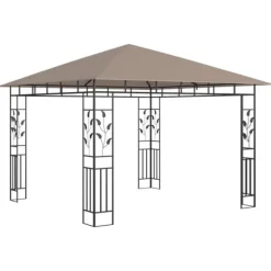 Telte & Lysthuse^Pavillon med myggenet og LED-lyskæder 3x3x2,73 m gråbrun - Pavillon - Pavilloner - Home & Living