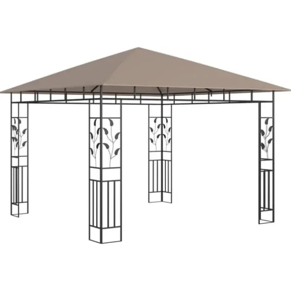 Telte & Lysthuse^Pavillon med myggenet og LED-lyskæder 3x3x2,73 m gråbrun - Pavillon - Pavilloner - Home & Living
