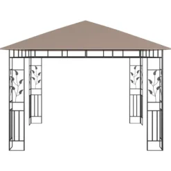 Telte & Lysthuse^Pavillon med myggenet og LED-lyskæder 3x3x2,73 m gråbrun - Pavillon - Pavilloner - Home & Living