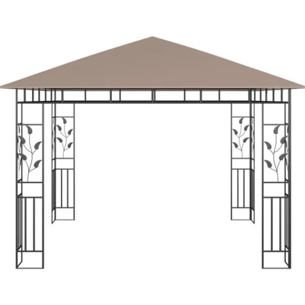 Telte & Lysthuse^Pavillon med myggenet og LED-lyskæder 3x3x2,73 m gråbrun - Pavillon - Pavilloner - Home & Living