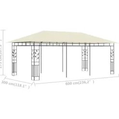 Discount Pavillon med myggenet 6x3x2,73 cm cremefarvet - Pavillon - Pavilloner - Home & Living Telte & Lysthuse