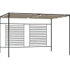 Pavillon med sammenrulleligt tag - Stærk jernkonstruktion | Farve: Gråbrun | Størrelse: 3x4x2,3 m Buer, Spalier, Lysthuse Uden Tag