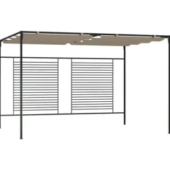 Pavillon med sammenrulleligt tag - Stærk jernkonstruktion | Farve: Gråbrun | Størrelse: 3x4x2,3 m Buer, Spalier, Lysthuse Uden Tag