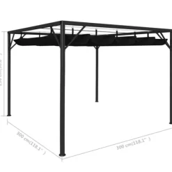 Outlet Pavillon med sammenrulleligt tag 3x3 m | Farve: Antracitgrå Buer, Spalier, Lysthuse Uden Tag