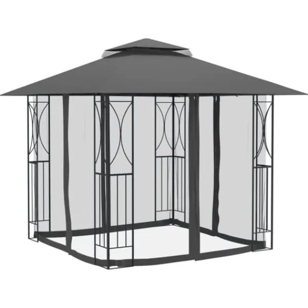 Sale Pavillon med sidevægge 300x300x270 cm stål antracitgrå - Pavillon - Pavilloner - Home & Living Telte & Lysthuse