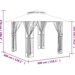 Sale Pavillon med sidevægge 300x300x270 cm stål antracitgrå - Pavillon - Pavilloner - Home & Living Telte & Lysthuse