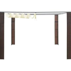 Buer, Spalier, Lysthuse Uden Tag^Pavillon med tag i polyrattan - Udendørs skygge og beskyttelse | Farve: Brun/Creme | Størrelse: 300x300x220 cm