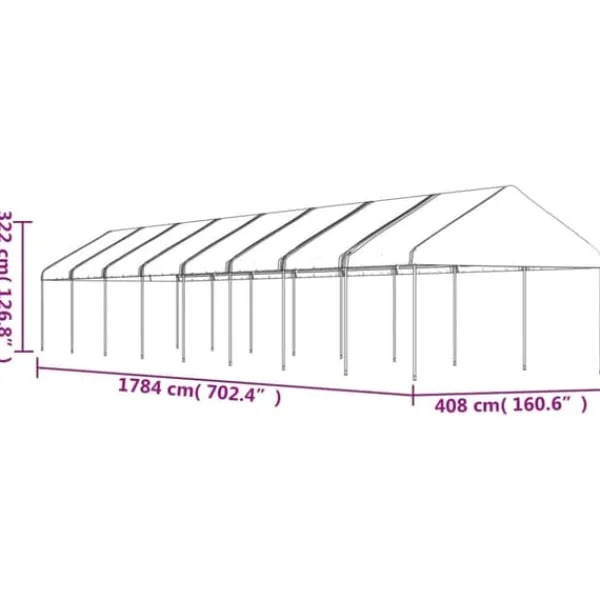 Telte & Lysthuse^Pavillon med tag 17,84x4,08x3,22 m - UV-resistant polyethylen | Farve: Hvid