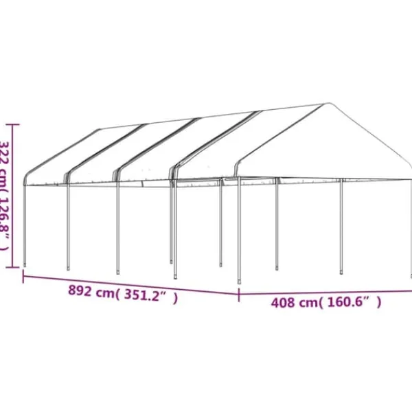 Telte & Lysthuse^Pavillon med tag 8,92x4,08x3,22 m polyethylen hvid - Pavillon - Pavilloner - Home & Living