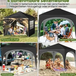 Outlet Pavillon telt, 3x3 m, sort Telte & Lysthuse