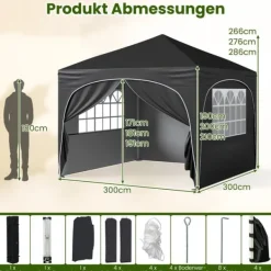 Outlet Pavillon telt, 3x3 m, sort Telte & Lysthuse