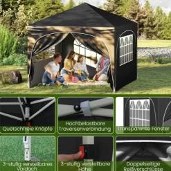 Outlet Pavillon telt, 3x3 m, sort Telte & Lysthuse