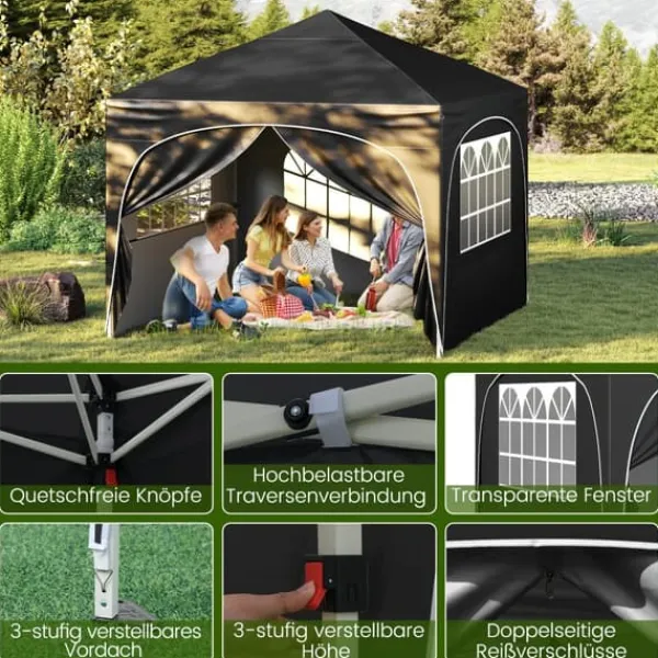 Outlet Pavillon telt, 3x3 m, sort Telte & Lysthuse