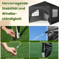 Outlet Pavillon telt, 3x3 m, sort Telte & Lysthuse